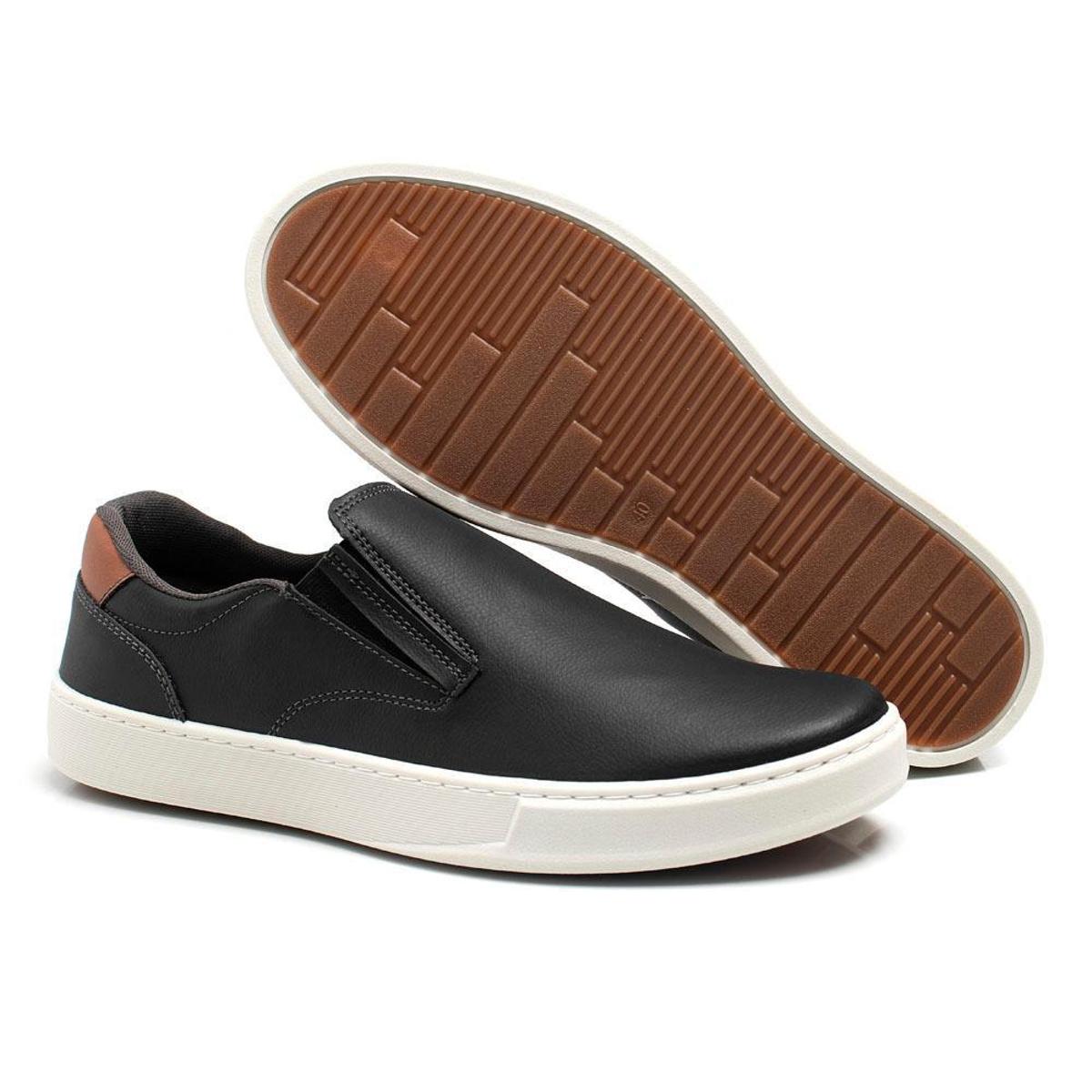 Sapatênis Casual Slip On Masculino Moderno Macio Dia a Dia - Preto ...