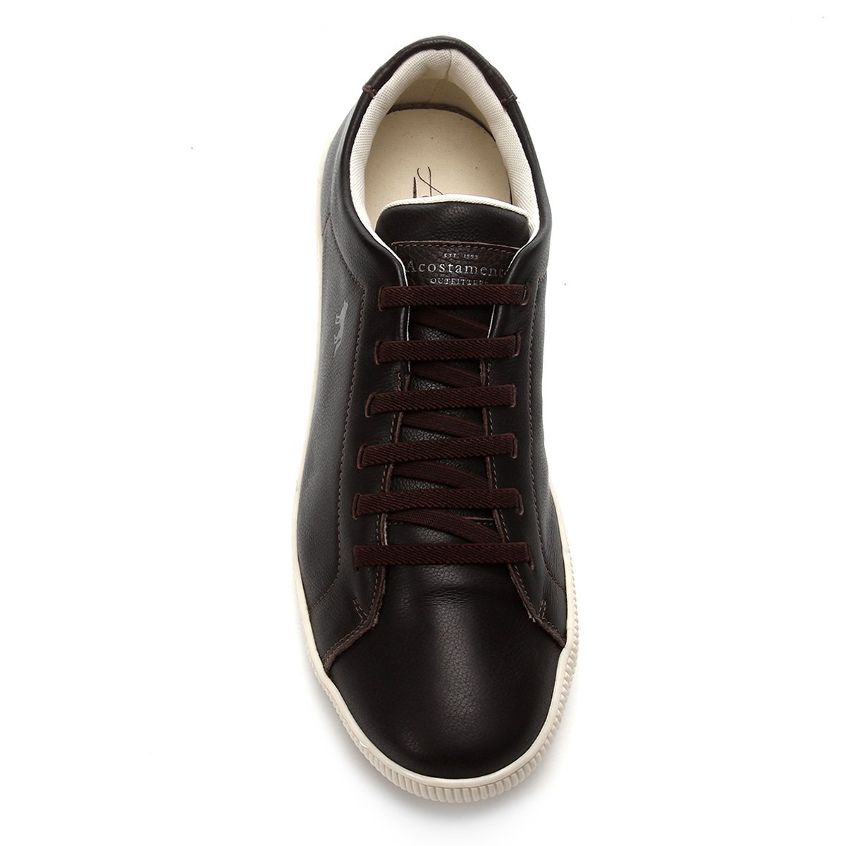 Sapatênis Couro Acostamento Liso Masculino - Café | Netshoes