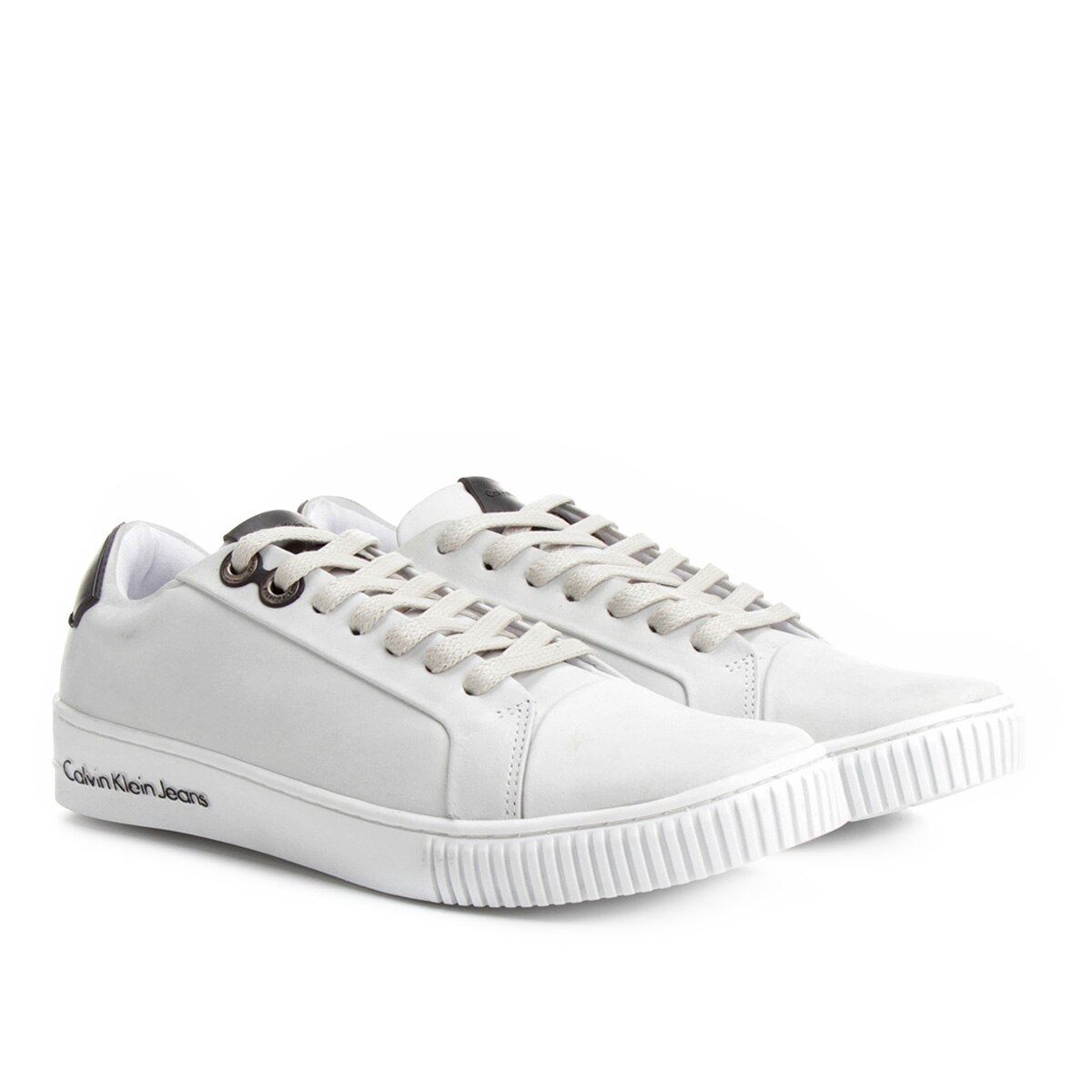 sapatênis couro calvin klein logo branco