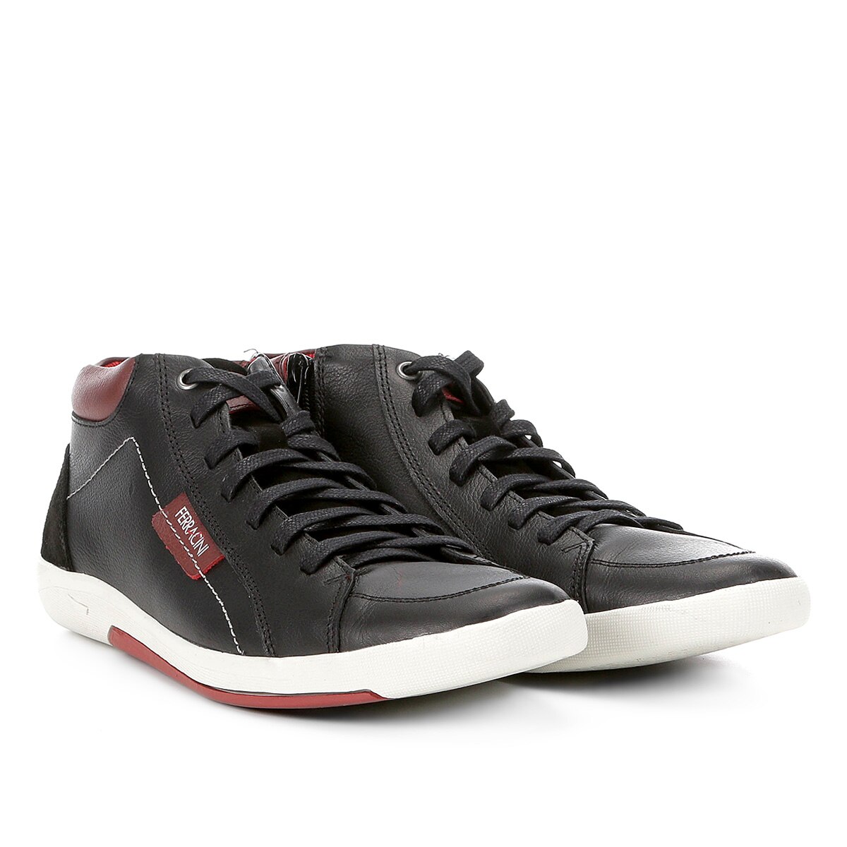 Sapatênis Couro Cano Alto Ferracini Infinit Napa Masculino - Preto |  Netshoes