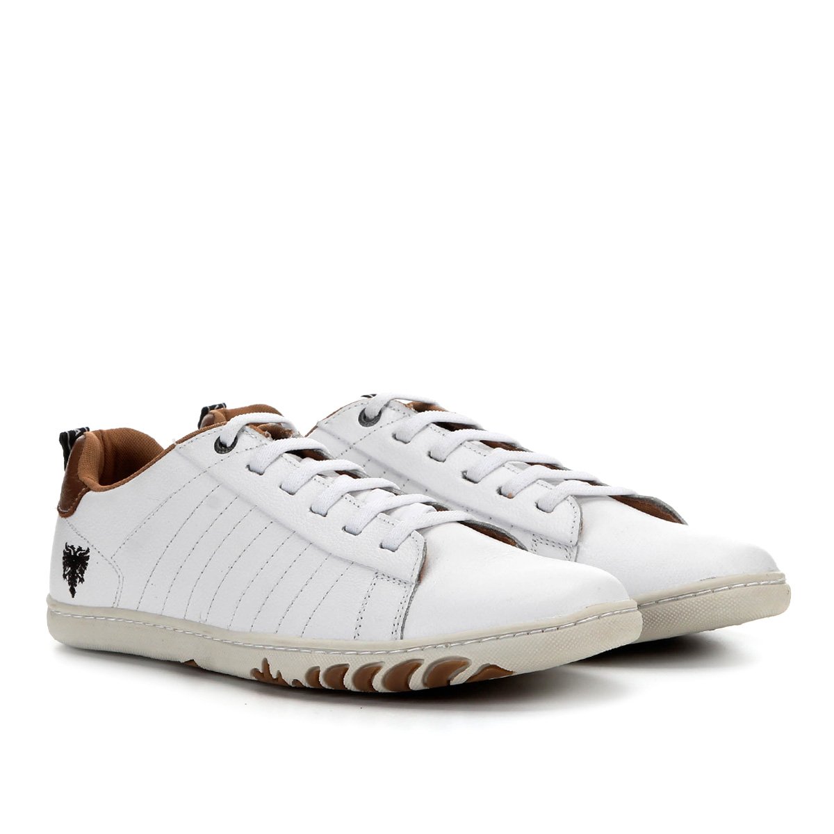 Sapatênis Couro Cavalera Tom Masculino - Branco+Marrom | Netshoes