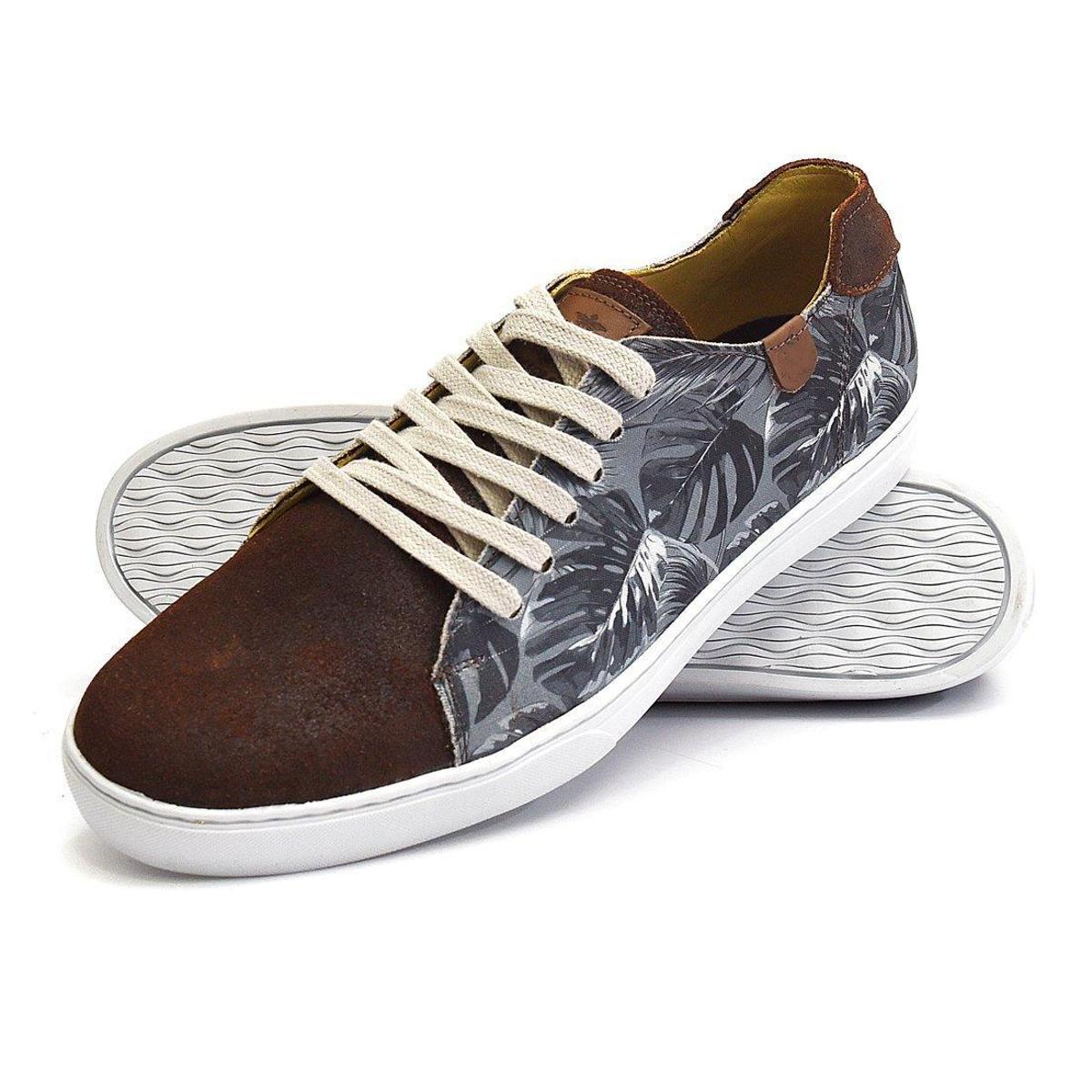 Sapatênis Couro Click Calcados Florido Masculino - Terracota | Netshoes