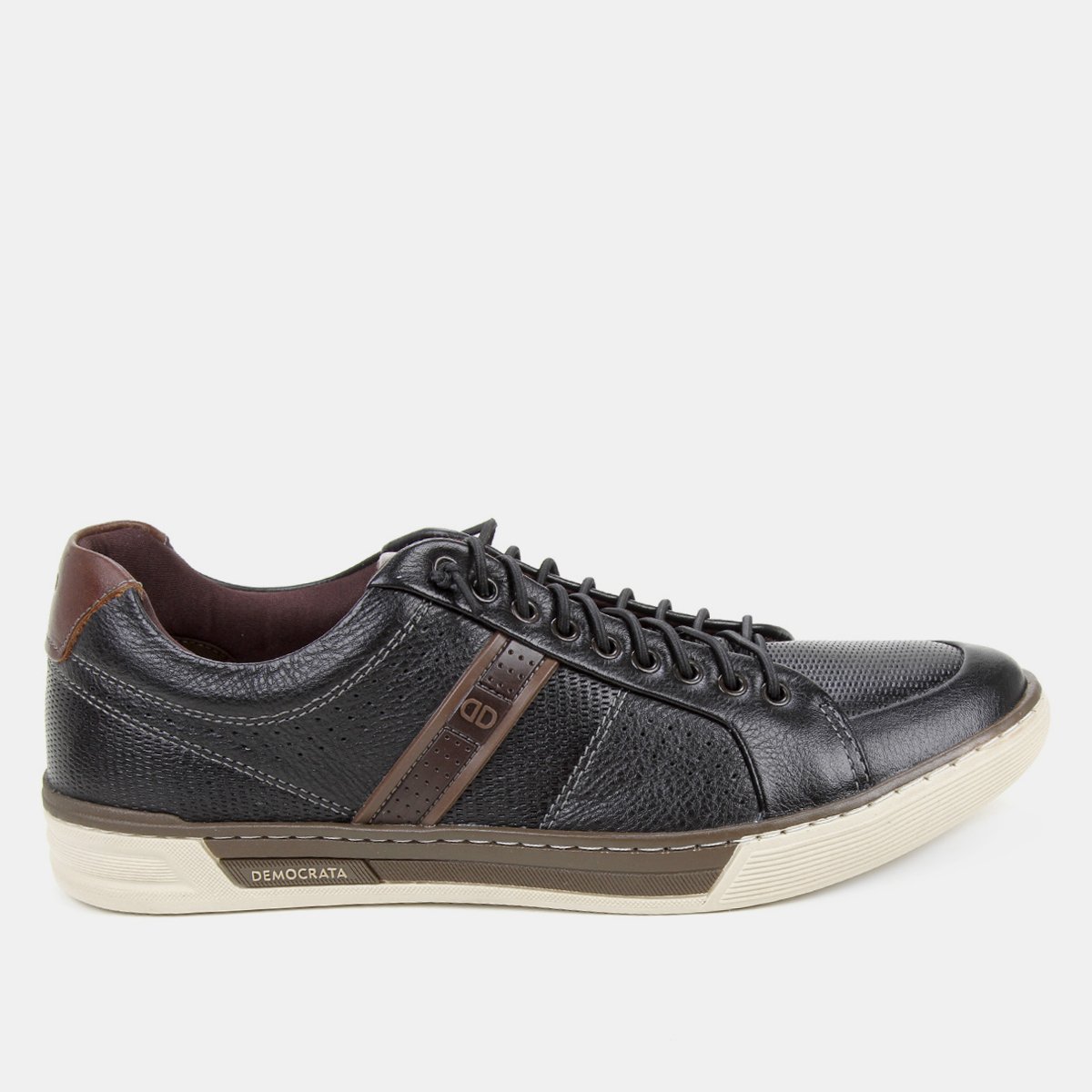 Sapatênis Couro Democrata Blend Masculino - Preto | Netshoes