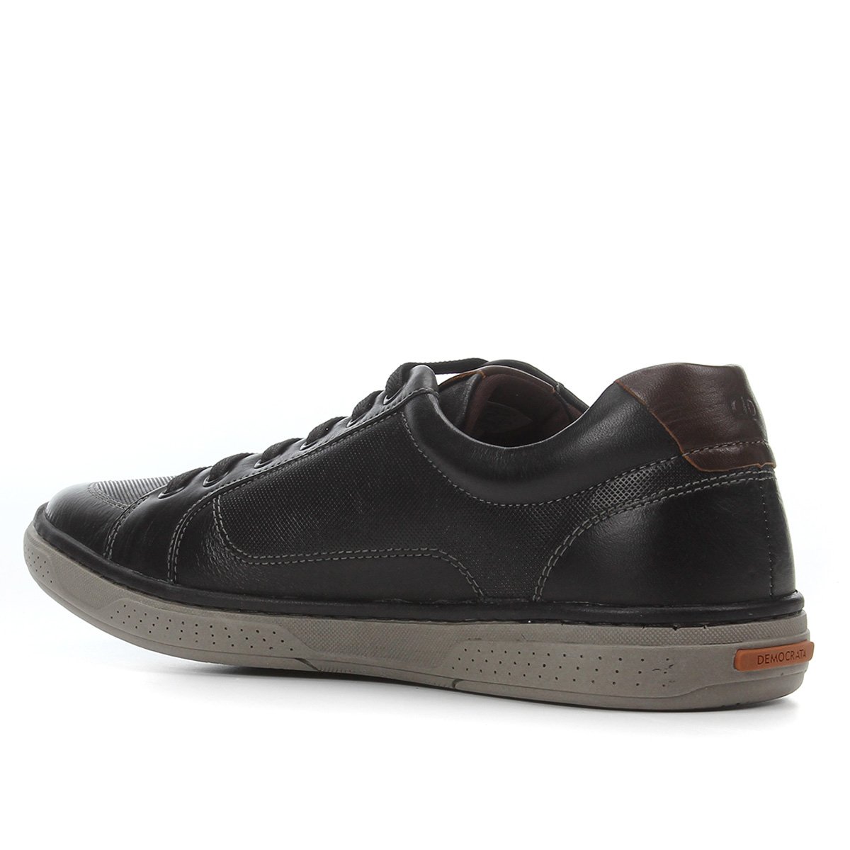 Sapatênis Couro Democrata Board Masculino - Preto+Marrom | Netshoes