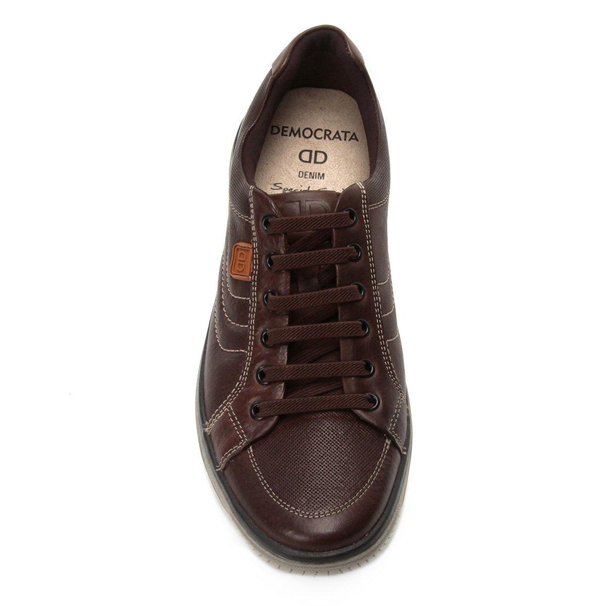 Sapatênis Couro Democrata Denim Board Masculino - Café | Netshoes