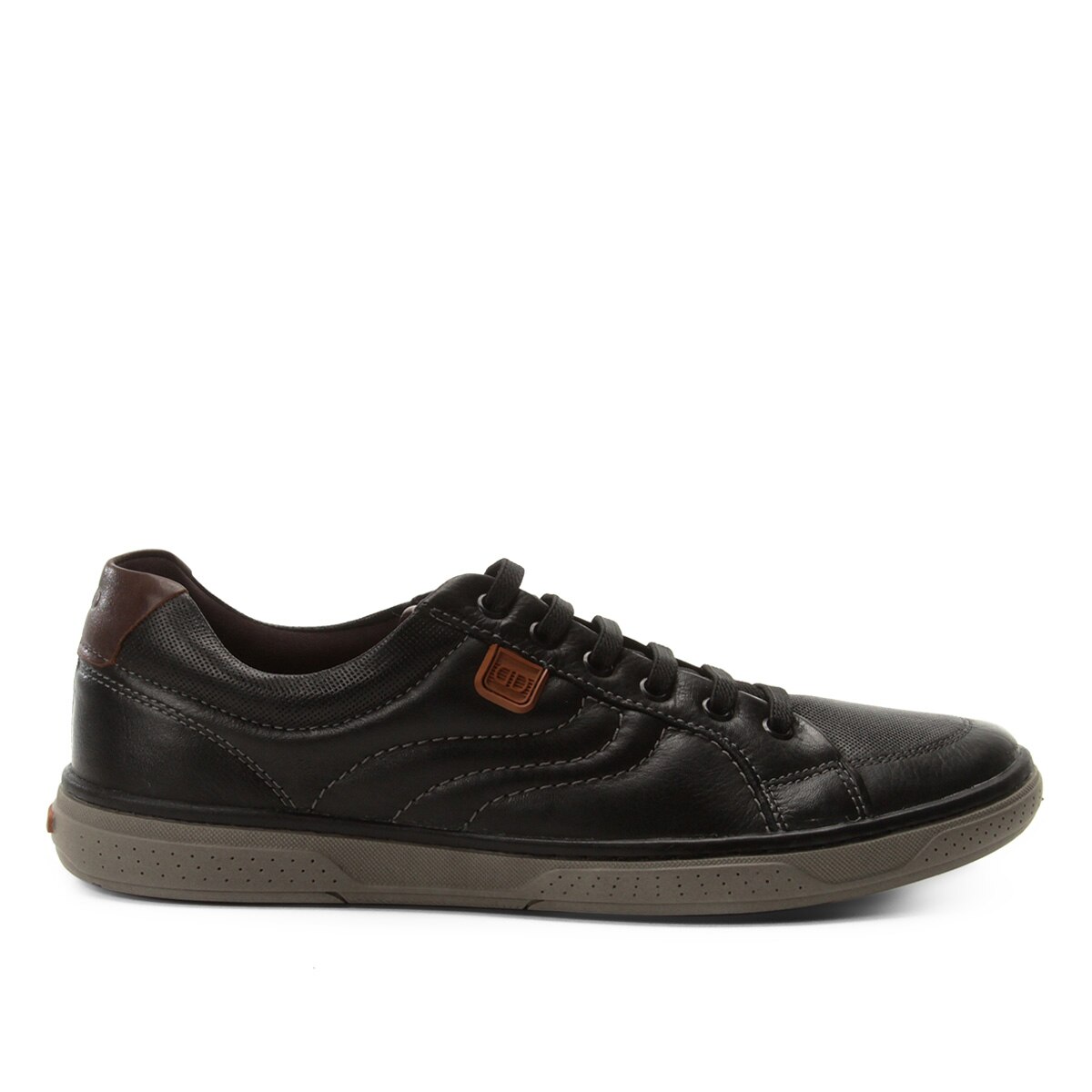Sapatênis Couro Democrata Denim Board Masculino - Preto+Marrom | Netshoes