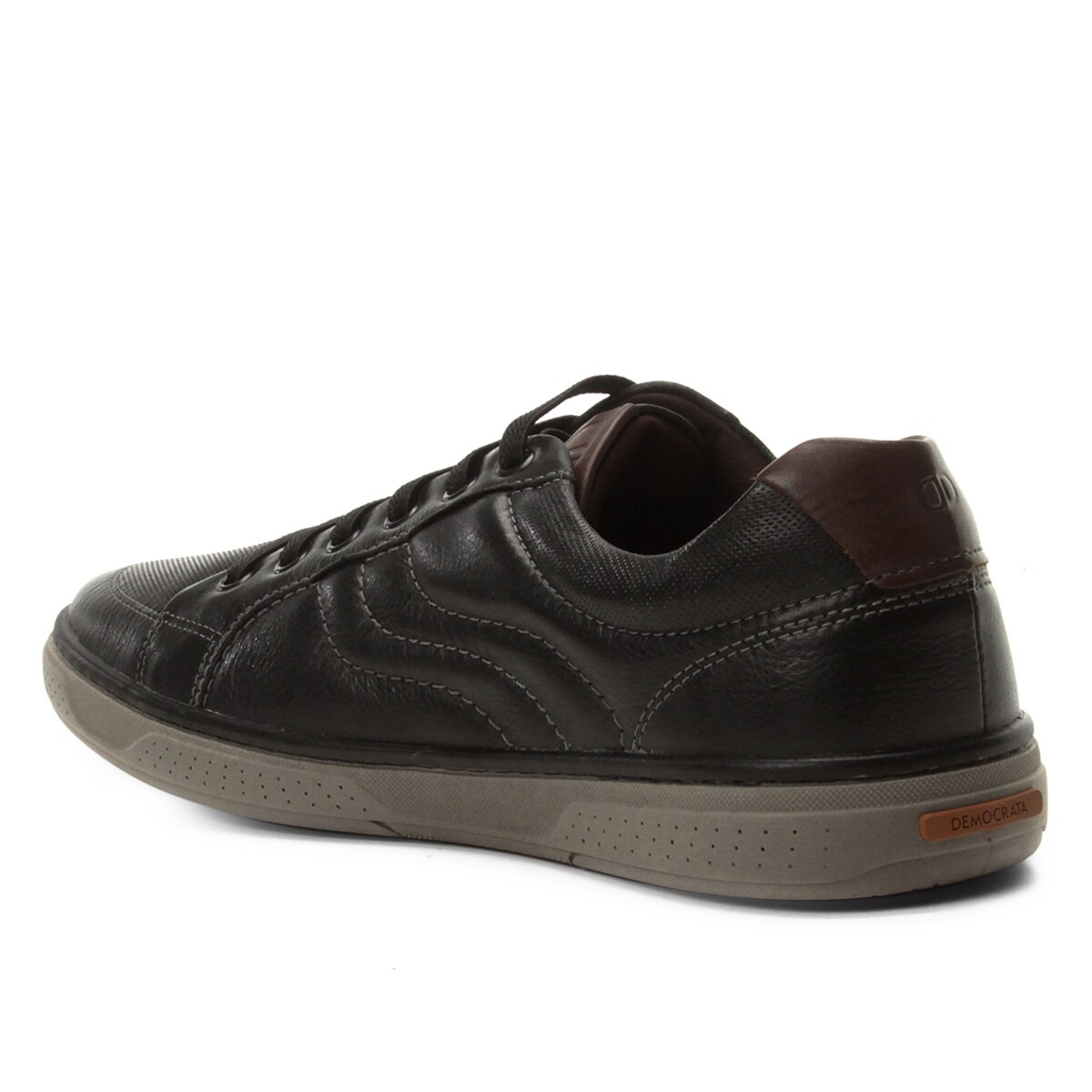 Sapatênis Couro Democrata Denim Board Masculino - Preto+Marrom | Netshoes