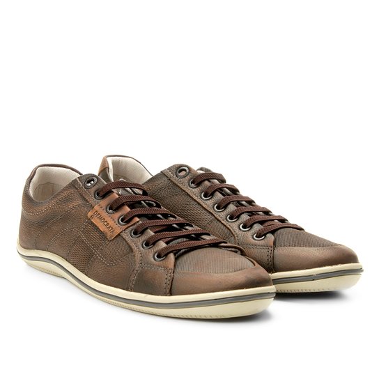 Sapatênis Couro Democrata Rave Napa Stoned Masculino - Café Menor preço em Sapatênis Couro Democrata Rave Napa Stoned Masculino - Café