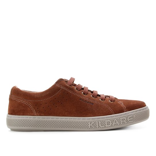 Sapatênis Couro Kildare Camurça Perfuros Masculino - Marrom