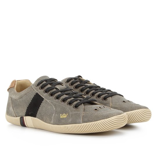 Sapatênis Couro Osklen Riva Masculino - Cinza e Preto Menor preço em Sapatênis Couro Osklen Riva Masculino - Cinza e Preto