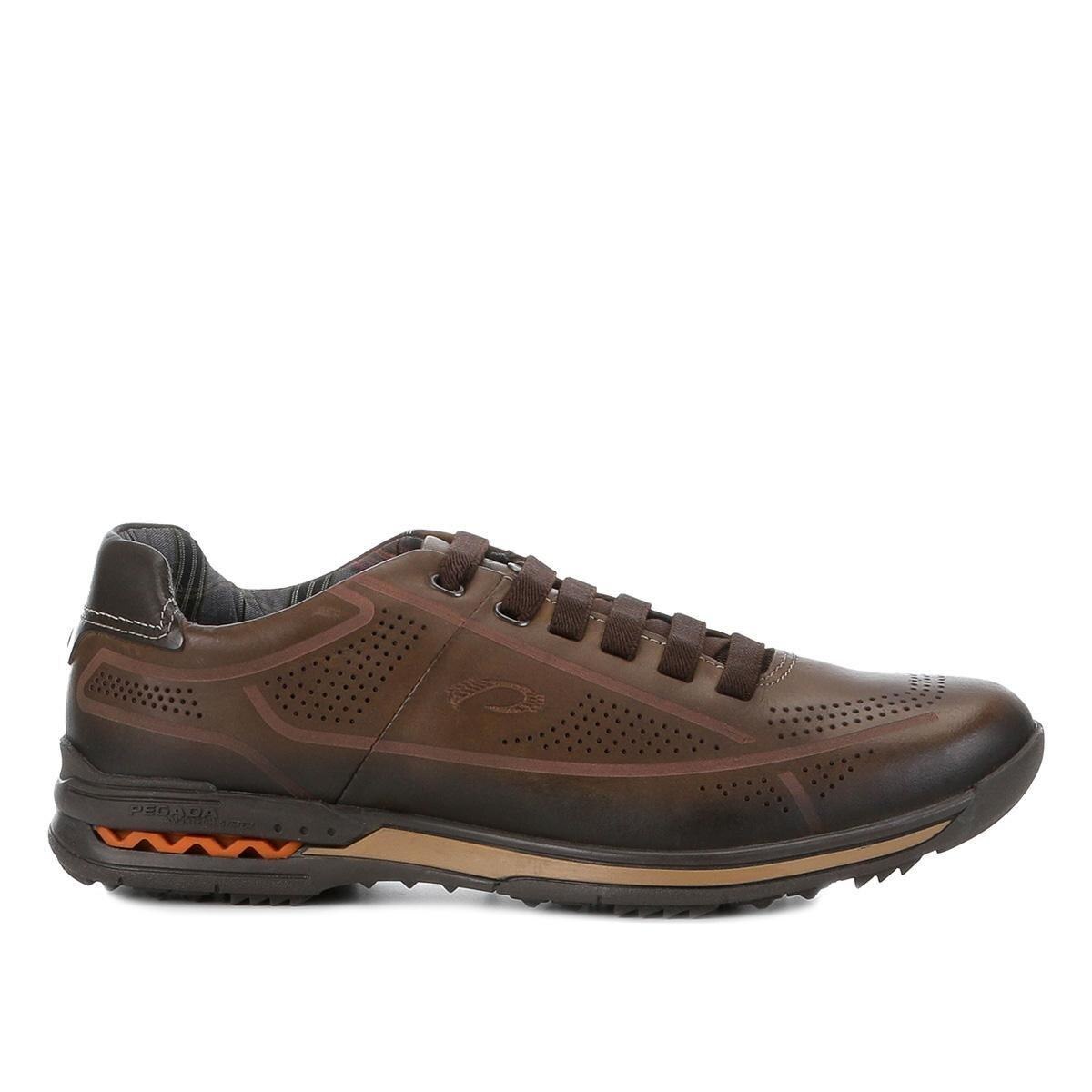 Sapatênis Couro Pegada Conforto Cadarço Elástico Masculino - Marrom |  Netshoes