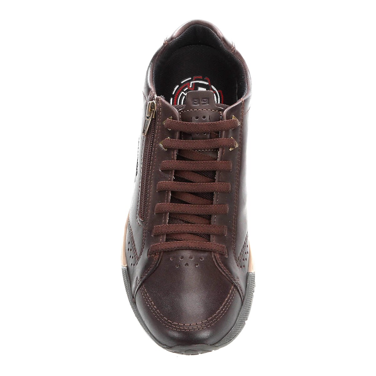 Sapatênis Couro Pegada Detalhe Zíper Lateral Masculino - Marrom | Netshoes