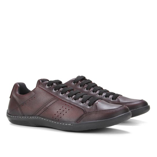 Sapatênis Couro Pegada Perfuros Masculino - Vinho Menor preço em Sapatênis Couro Pegada Perfuros Masculino - Vinho