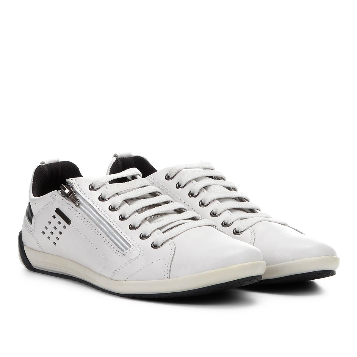 Sapatênis Couro Pegada Zíper Masculino - Branco | Netshoes