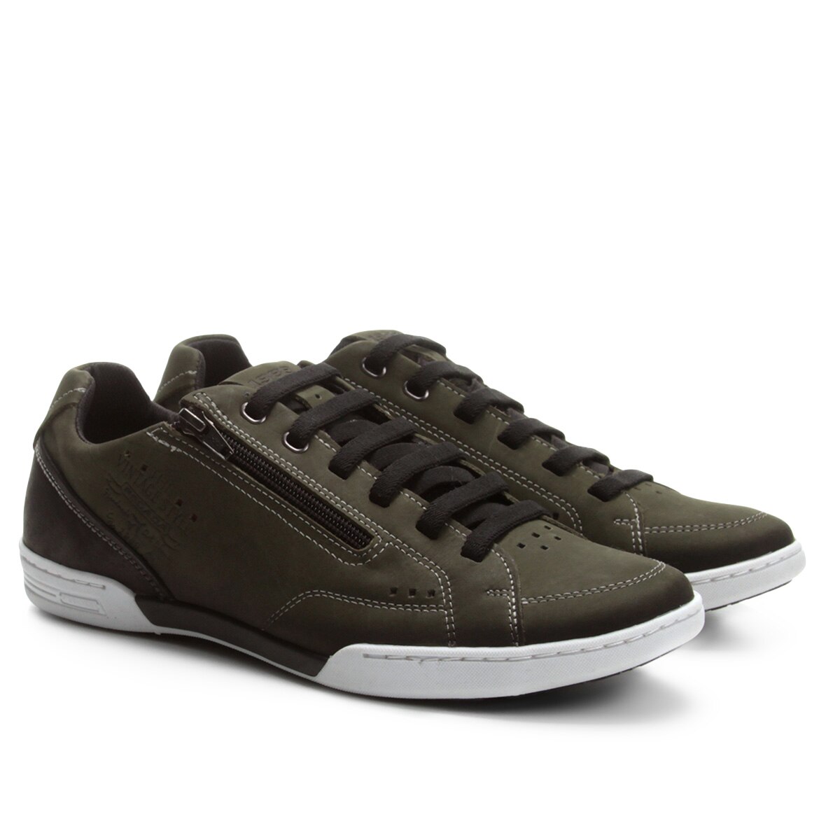 Sapatênis Couro Pegada Zíper Masculino - Verde | Netshoes