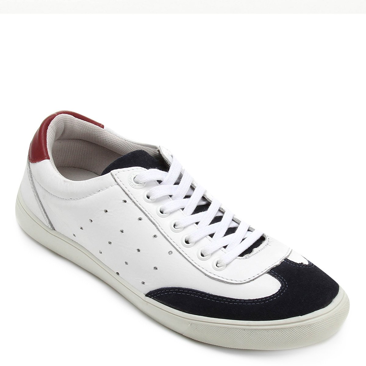 Sapatênis Couro Sergio K Perfuros Masculino - Branco+Marinho | Netshoes