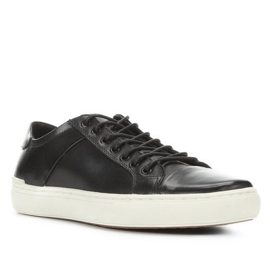 Sapatênis Couro Shoestock Liso Masculino - Preto Menor preço em Sapatênis Couro Shoestock Liso Masculino - Preto