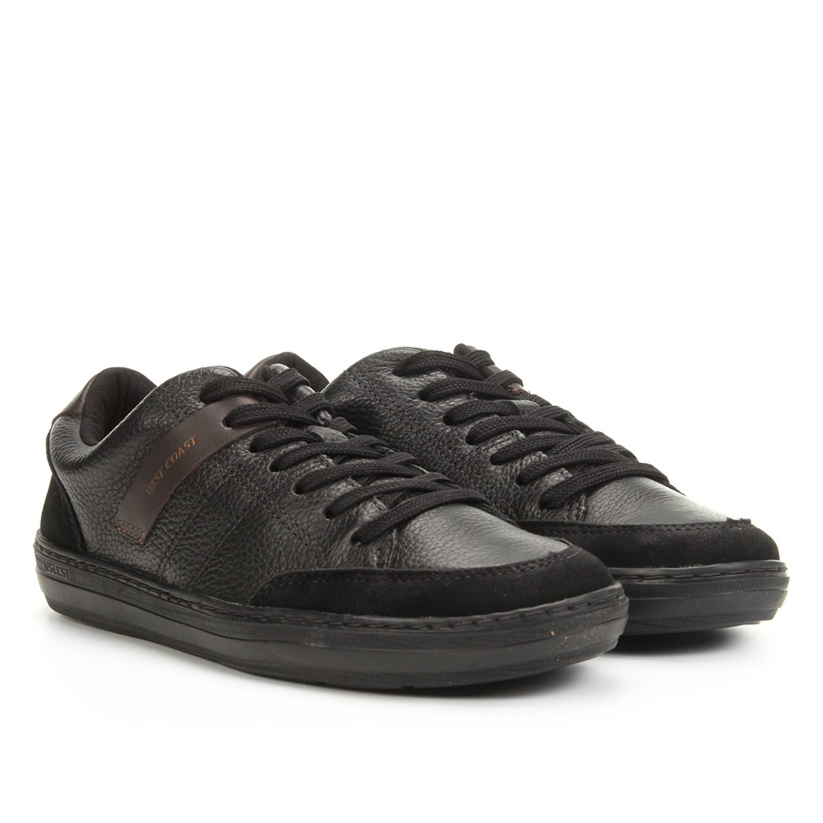 sapatênis couro west coast listra masculino