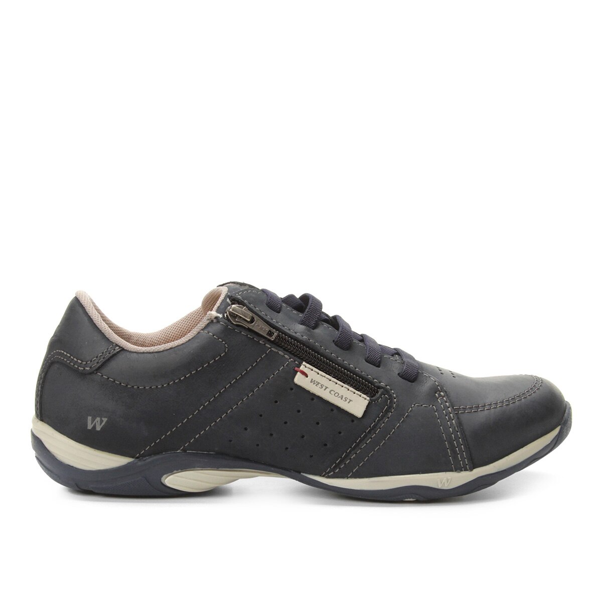 Sapatênis Couro West Coast Parker Zíper Masculino - Azul Escuro | Netshoes