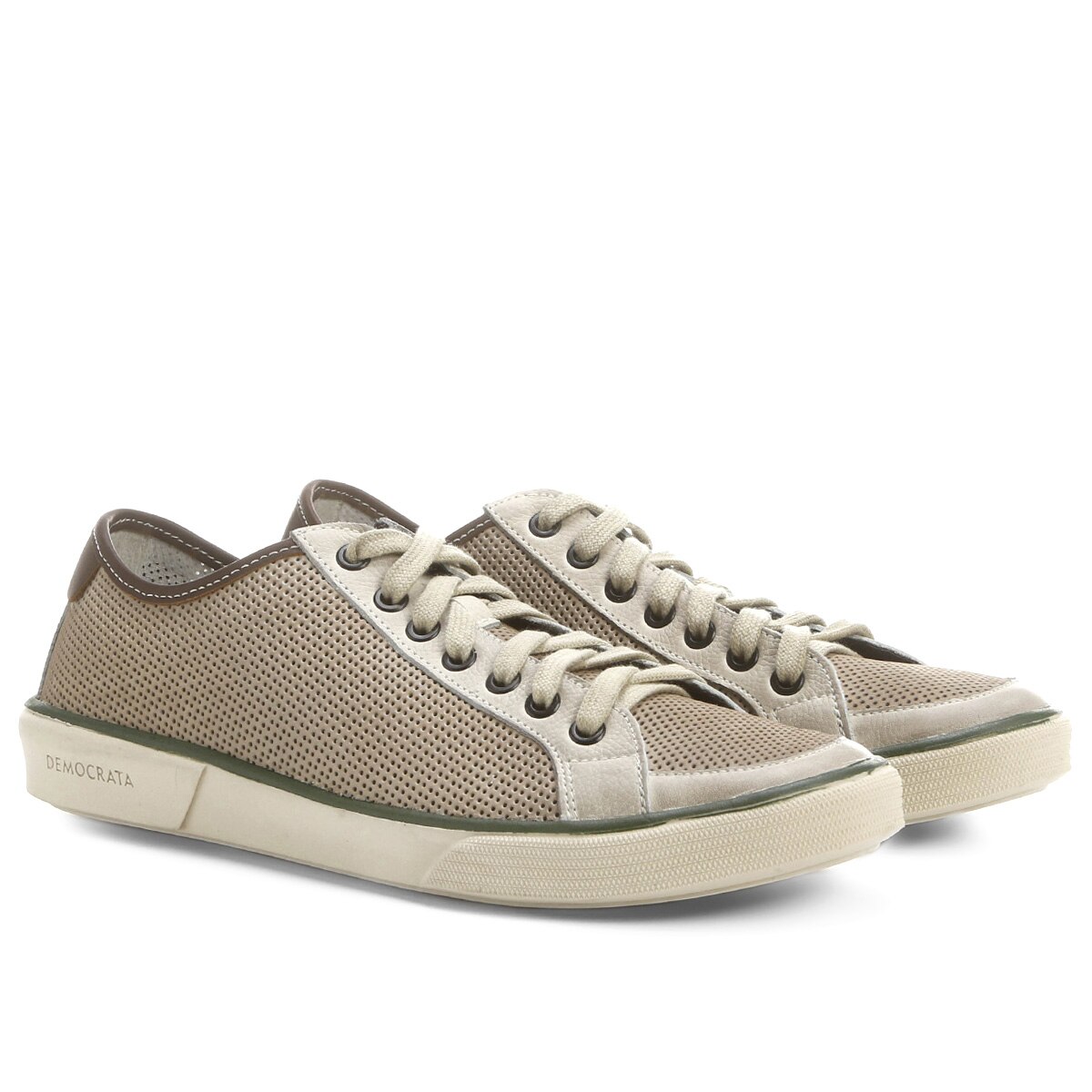 Sapatênis Democrata Hit Vazado - Creme+Verde | Netshoes