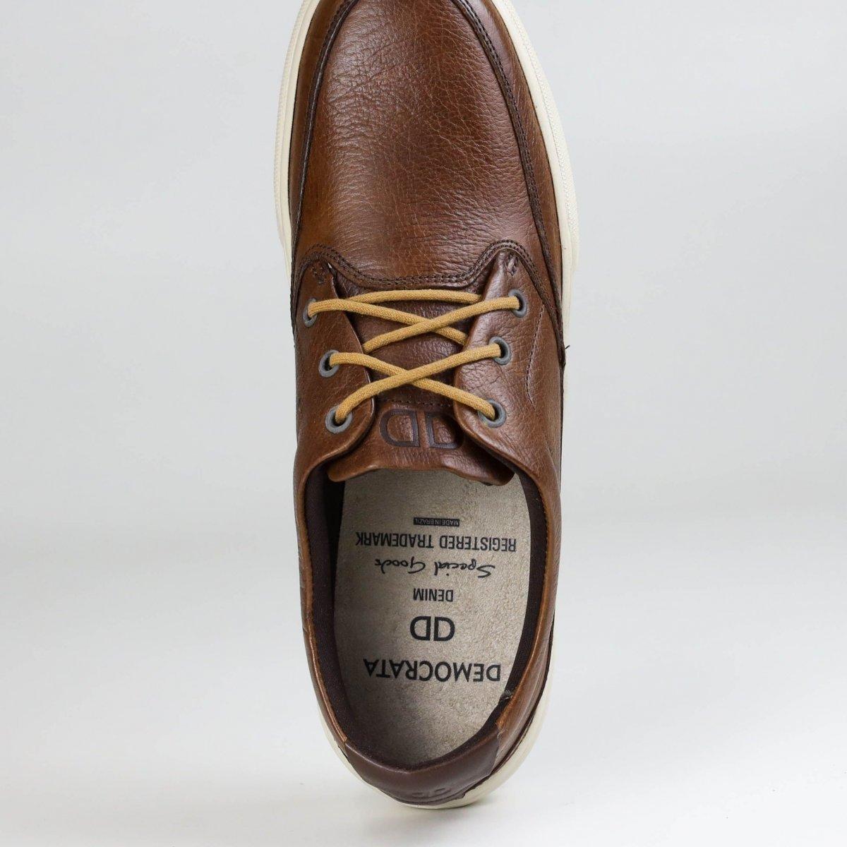 Sapatenis Democrata Pespontos Casual Masculino - Marrom | Netshoes