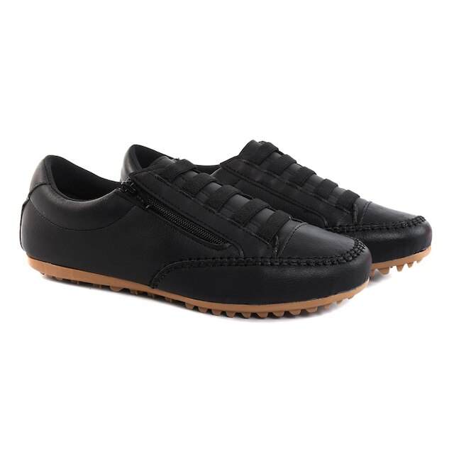 Sapatênis Feminino Casual Rasteiro Preto