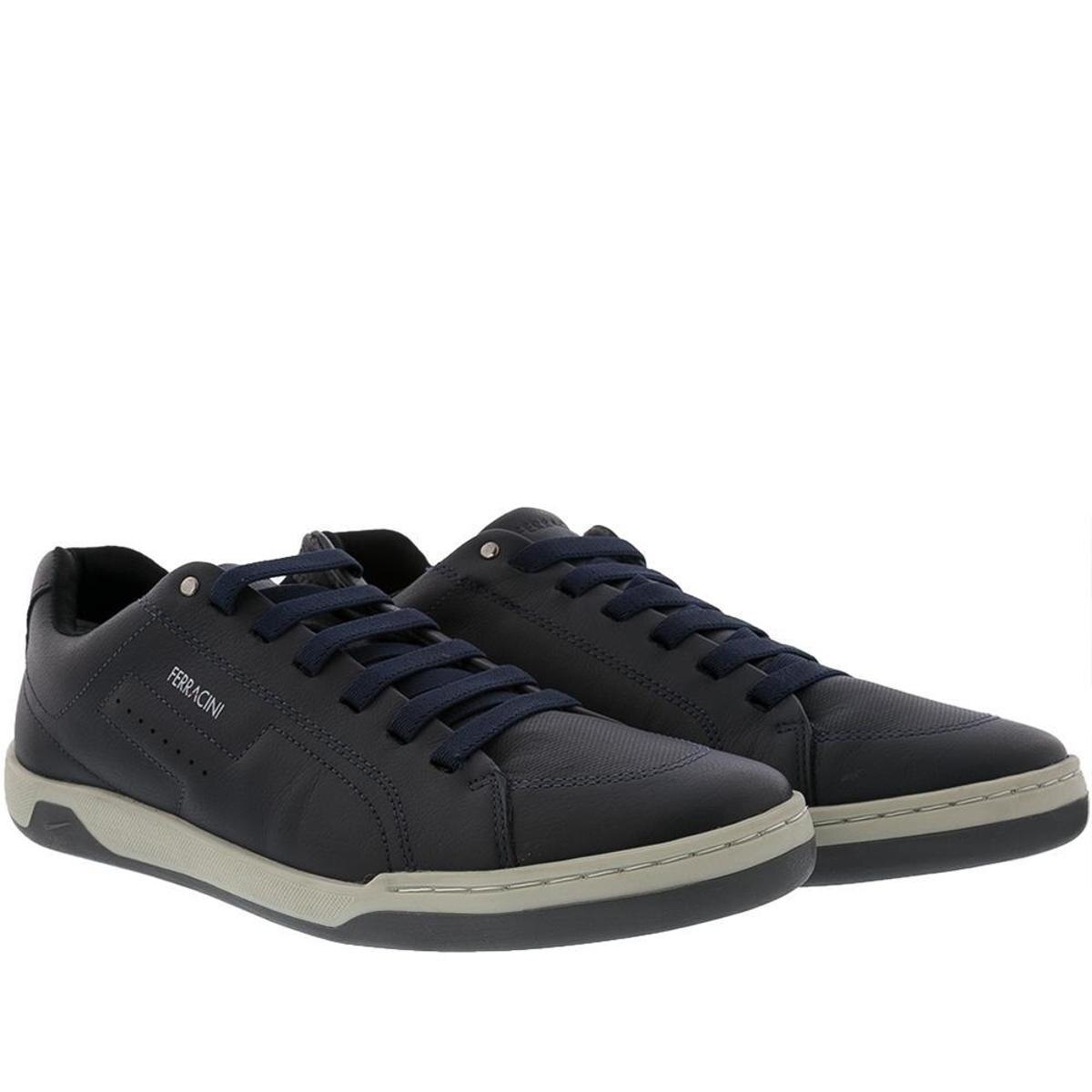 Sapatênis Ferracini Lexus Couro Marinho - 46 - Azul | Netshoes