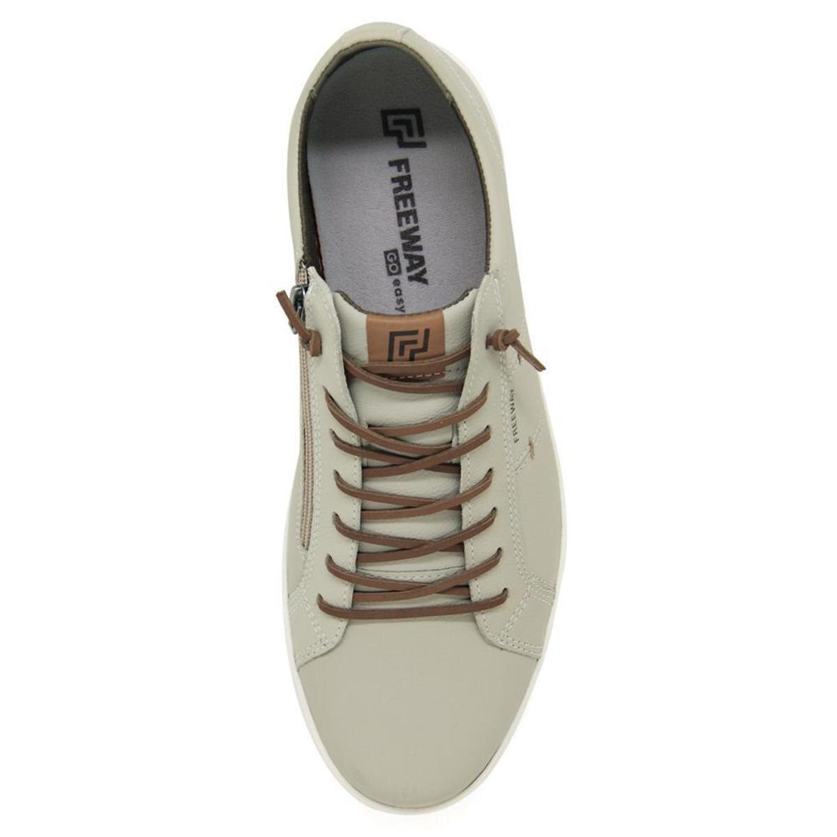 Sapatênis Freeway Couro Zíper Lateral - Off White | Netshoes