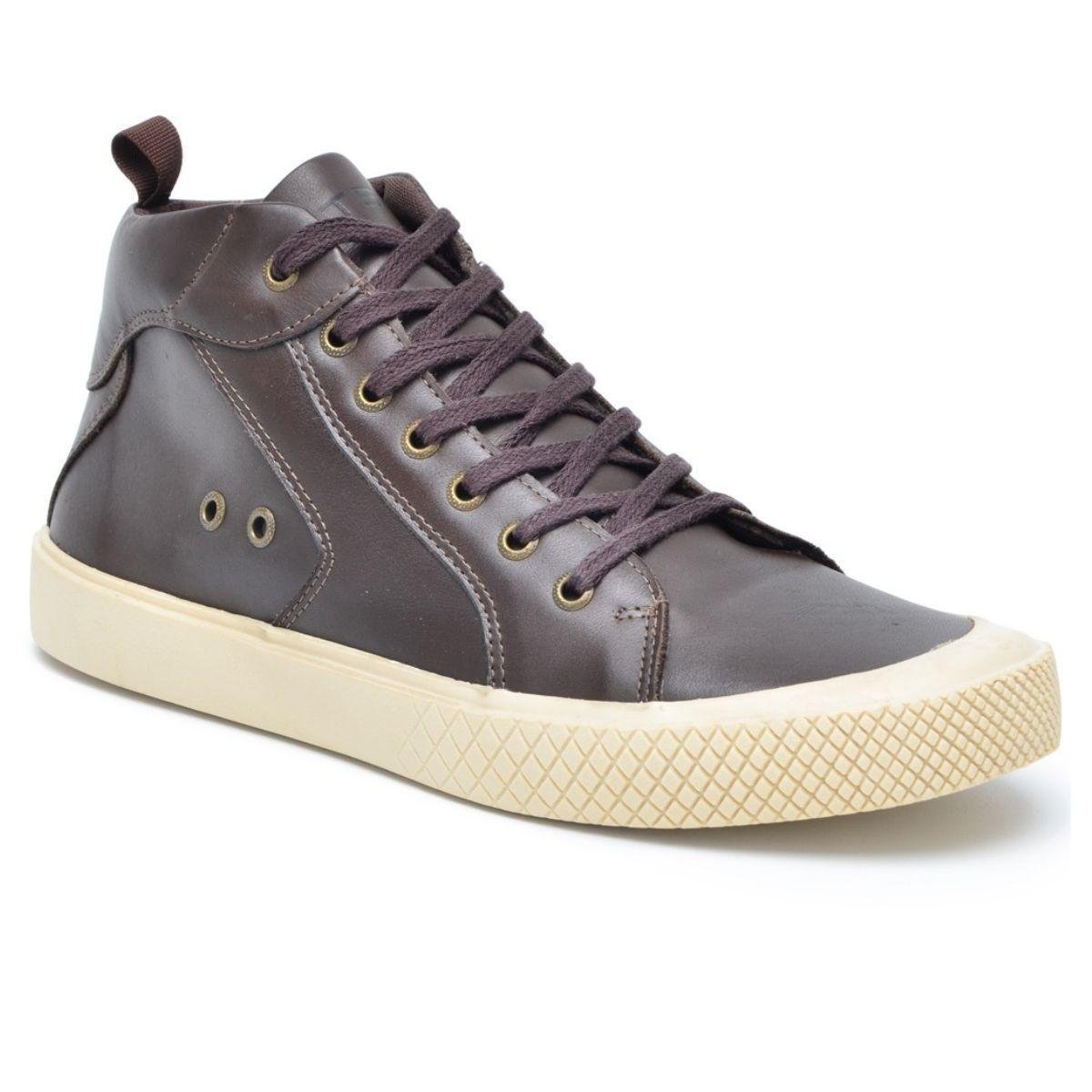 Sapatênis Masculino Cano Alto Skate Em Couro Legítimo Tênis Solado Antiderrapante Conforto Casual Menor preço em Sapatênis Masculino Cano Alto Skate Em Couro Legítimo Tênis Solado Antiderrapante Conforto Casual