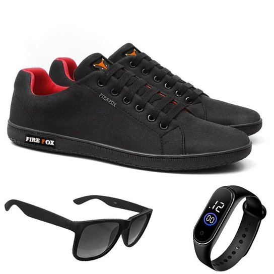 Sapatênis Masculino Casual Confortável + Relógio Digital Óculos Preto - Colorido é ruim? Sapatênis Masculino Casual Confortável + Relógio Digital Óculos Preto - Colorido é boa?