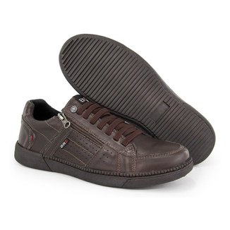 Sapatenis Masculino Conforto Couro Cafe Ziper Br2