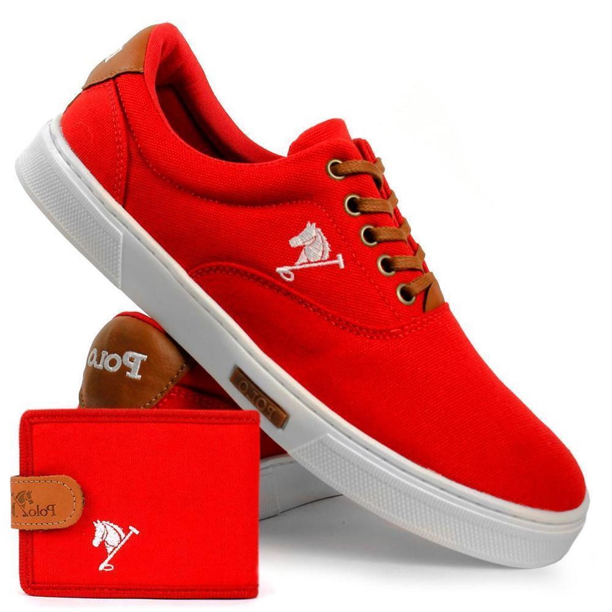 Sapatênis Masculino Conforto Leve + Carteira Dia a Dia - Vermelho | Netshoes
