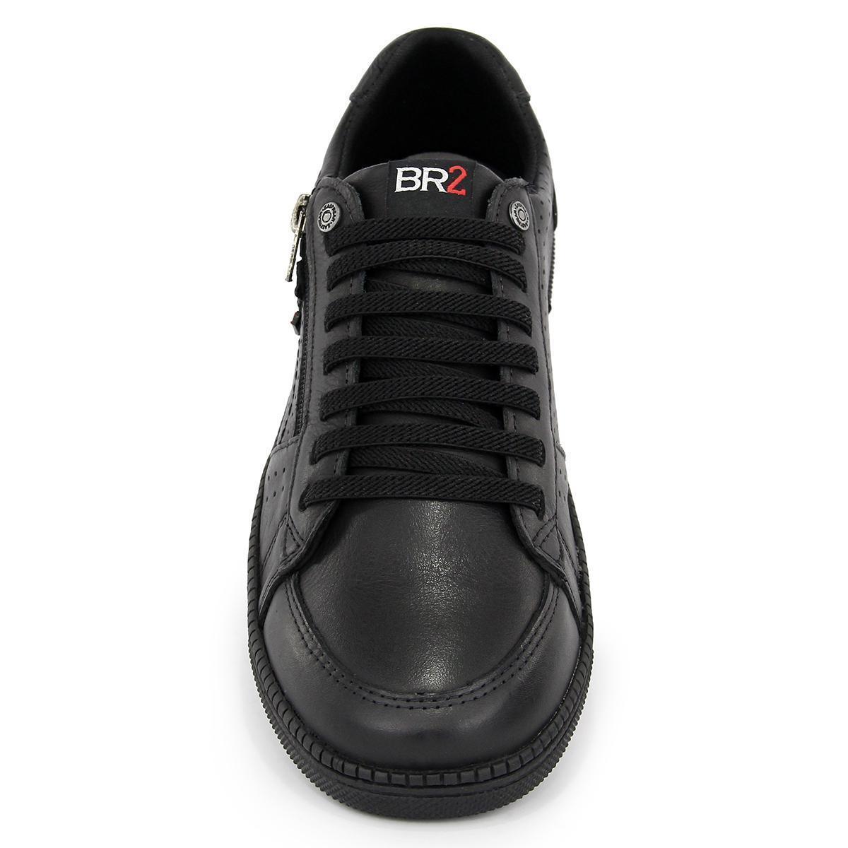 Sapatênis Masculino Couro Elástico Liso Confortável Casual - Preto |  Netshoes