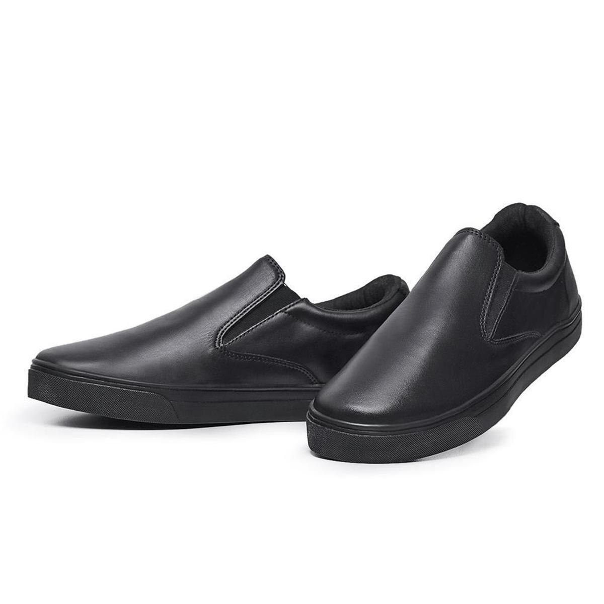 Sapatênis Masculino couro Slip On Sem Cadarço envio já-5502 - Preto |  Netshoes
