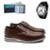 Sapatênis Masculino de Amarrar Super Leve e Macio Com Carteria E Relógio 1001kit - Marrom