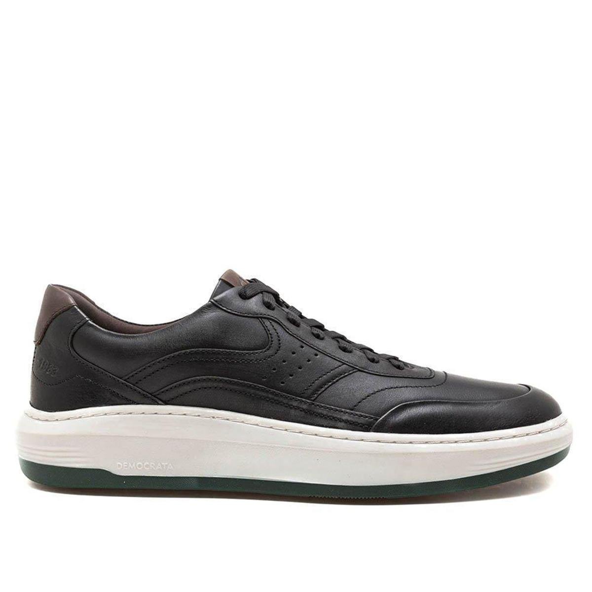 Sapatênis Masculino Democrata em Couro Preto 240403 Menor preço em Sapatênis Masculino Democrata em Couro Preto 240403