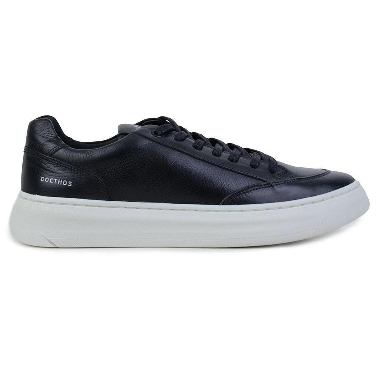Sapatênis Masculino Docthos Couro Preto - 490987