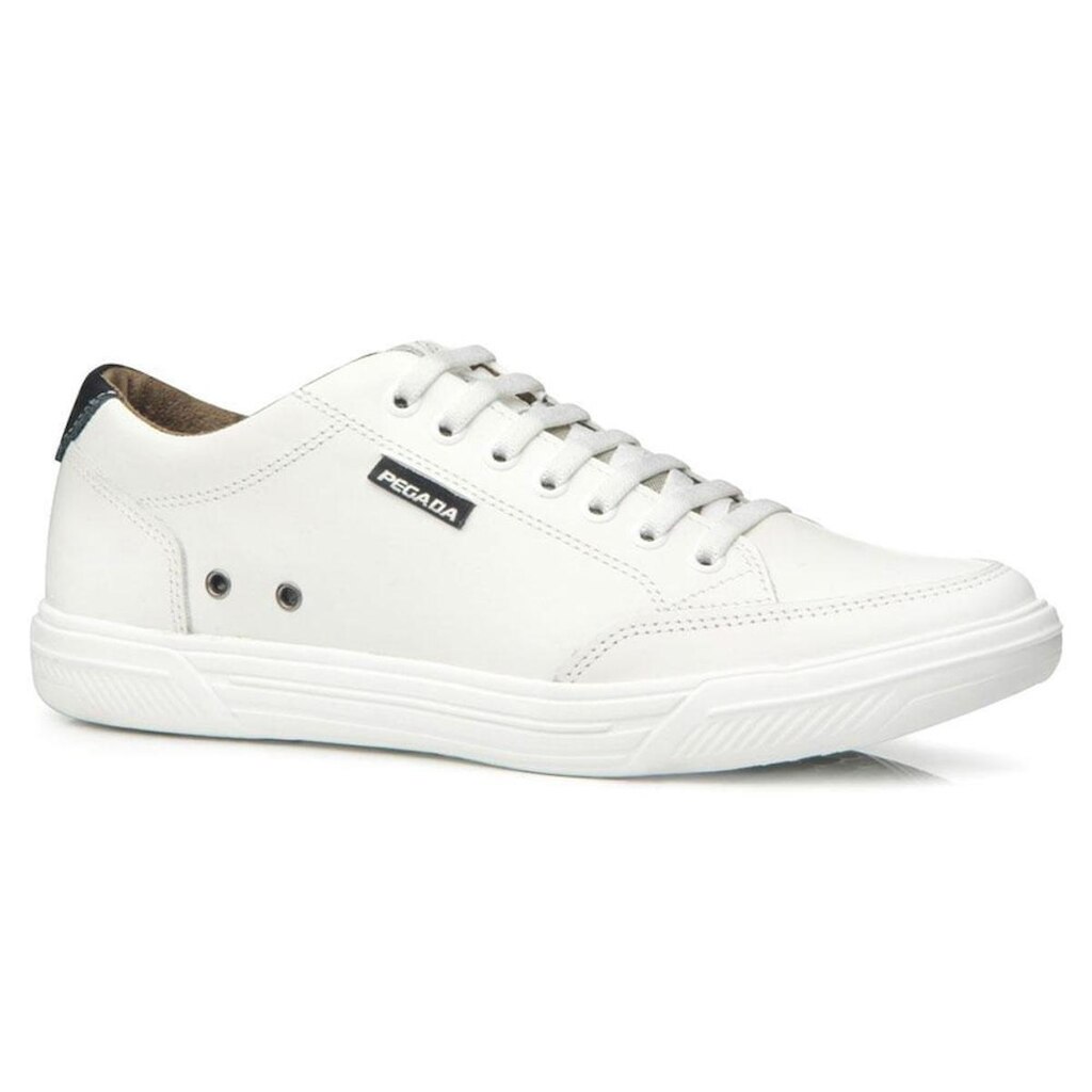 Sapatênis Masculino Flight Couro Branco Marinho Pegada 110403-01