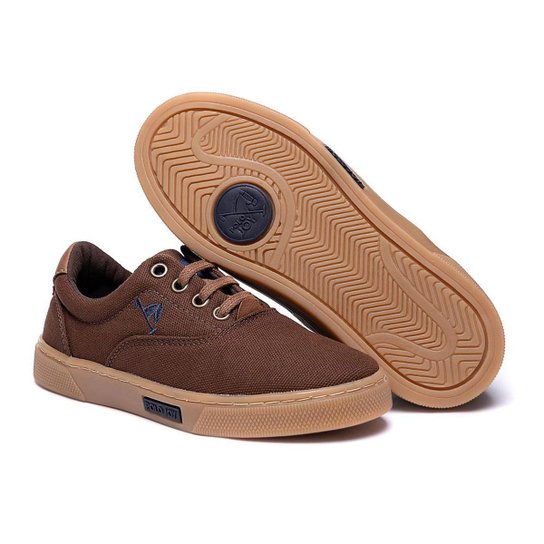 Sapatênis Masculino Infantil Tênis Cadarço Lona Polo Joy - Marrom Menor preço em Sapatênis Masculino Infantil Tênis Cadarço Lona Polo Joy - Marrom