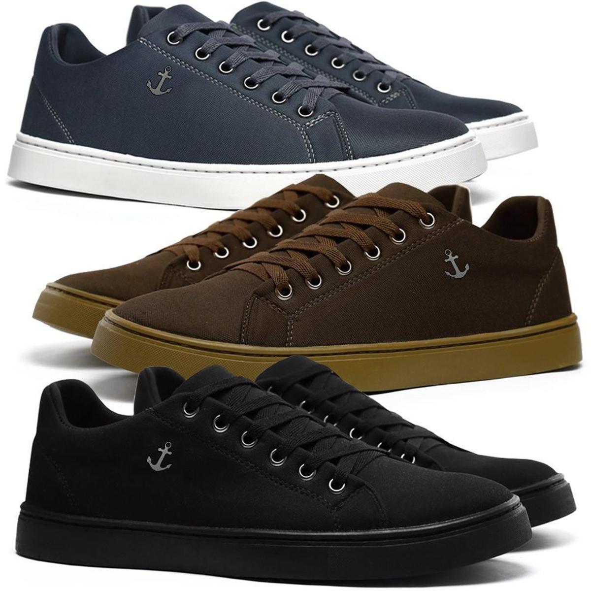 Menor preço em Sapatênis Masculino kit 3 pares confortável e macio combina com tudo boa qualidade entrega rápida