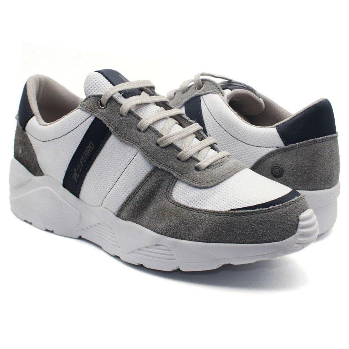 Sapatênis Masculino Pé de Ferro em Couro Sola Alta - Cor Cinza - Cinza |  Netshoes