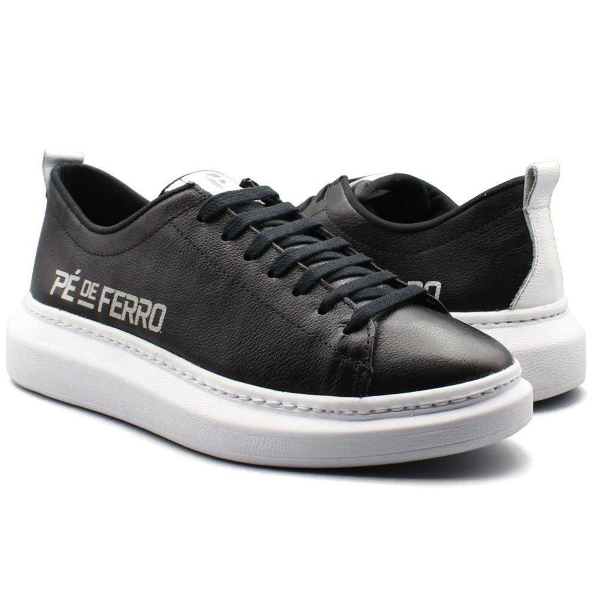 Sapatênis Masculino Pé de Ferro em Couro Sola Alta - Cor - Preto | Netshoes