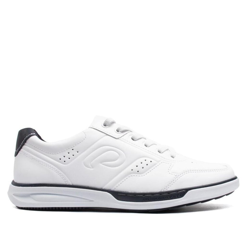 Sapatênis Masculino Pegada Rye em Couro com Texturas Branco/marinho