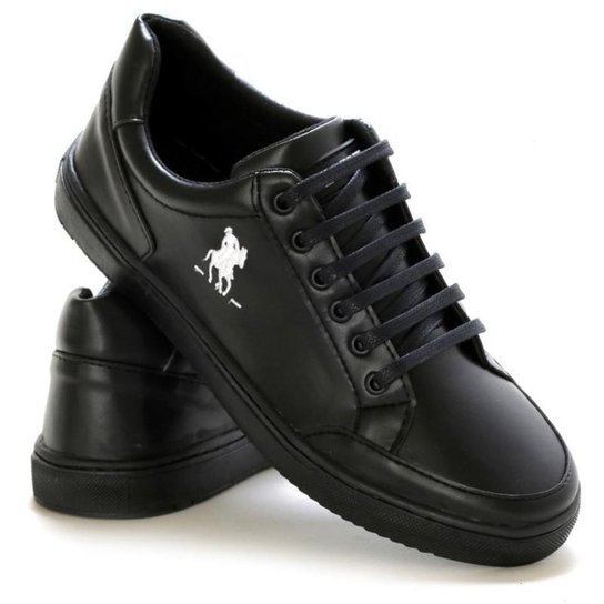 Sapatênis Masculino Polo Plus Tênis Casual Cano Baixo Macio - Preto Menor preço em Sapatênis Masculino Polo Plus Tênis Casual Cano Baixo Macio - Preto