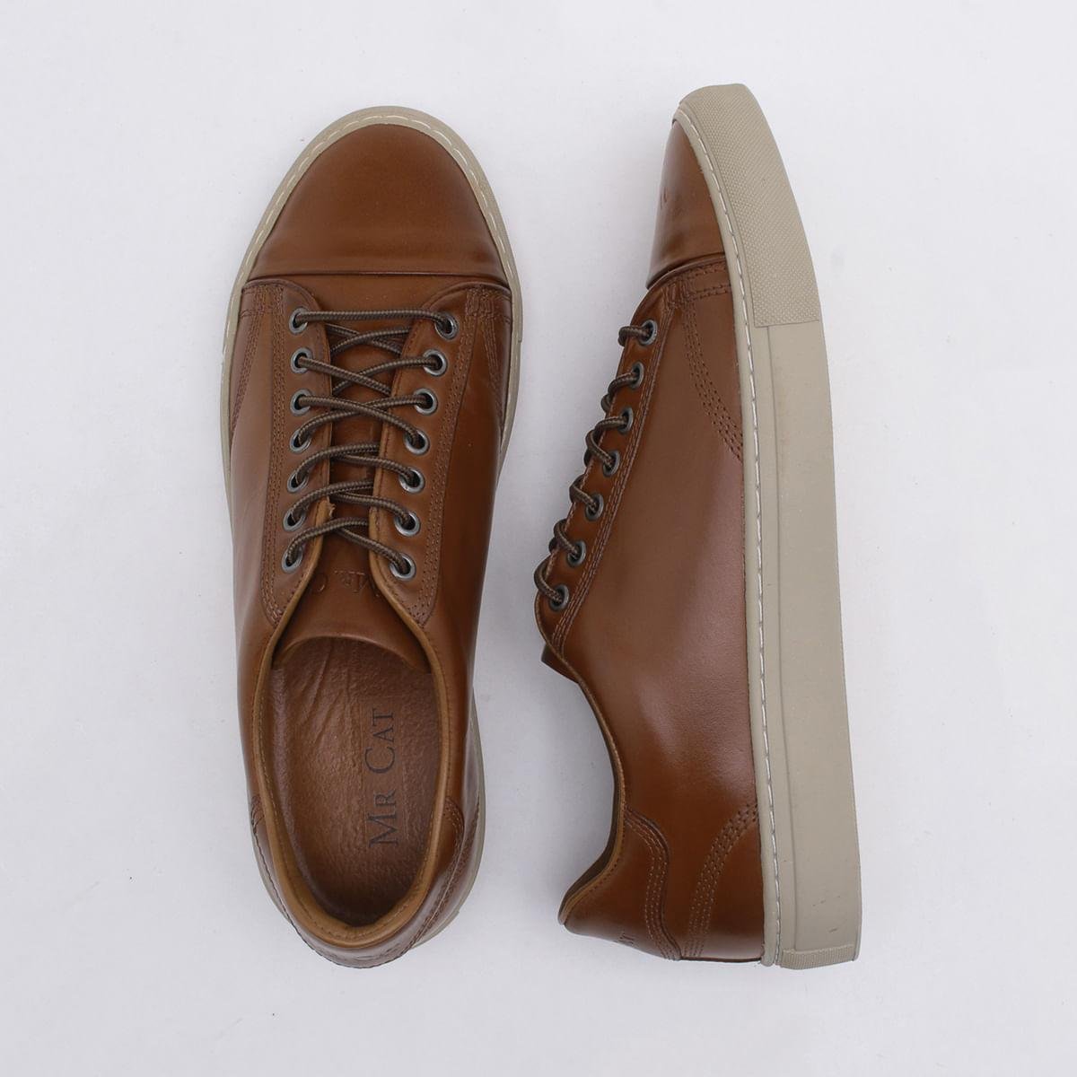 Sapatênis Mr. Cat Couro Masculino Marrom Netshoes