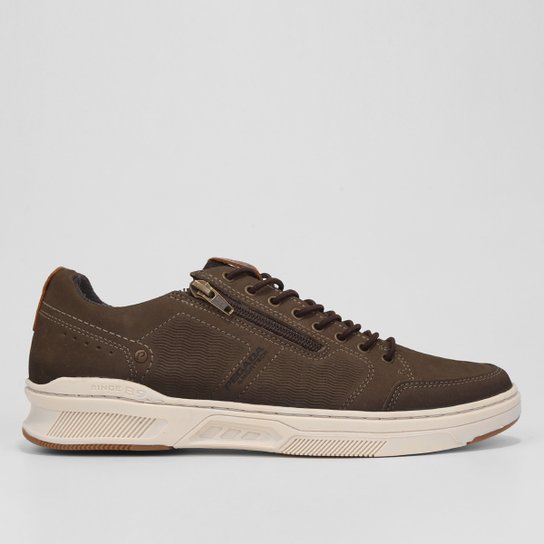 Sapatênis Pegada Com Zíper Lateral Masculino - Marrom Menor preço em Sapatênis Pegada Com Zíper Lateral Masculino - Marrom