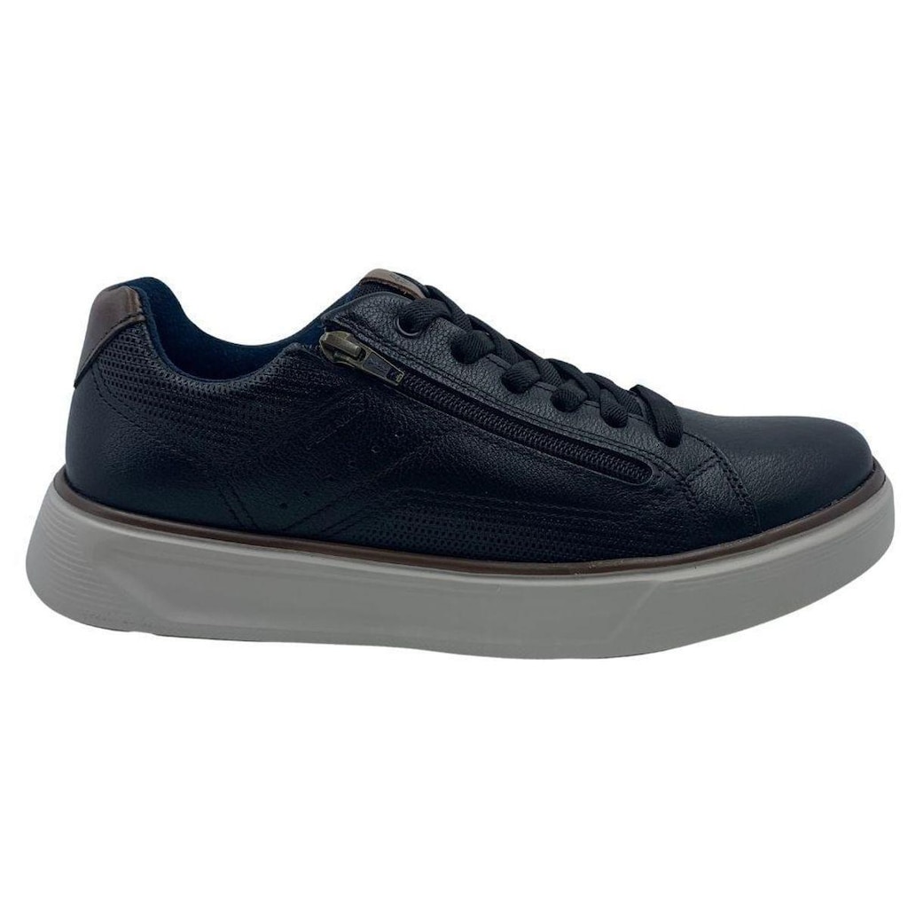 Sapatênis Pegada Levitech Couro Preto 110934 Zíper Elástico - Preto 43