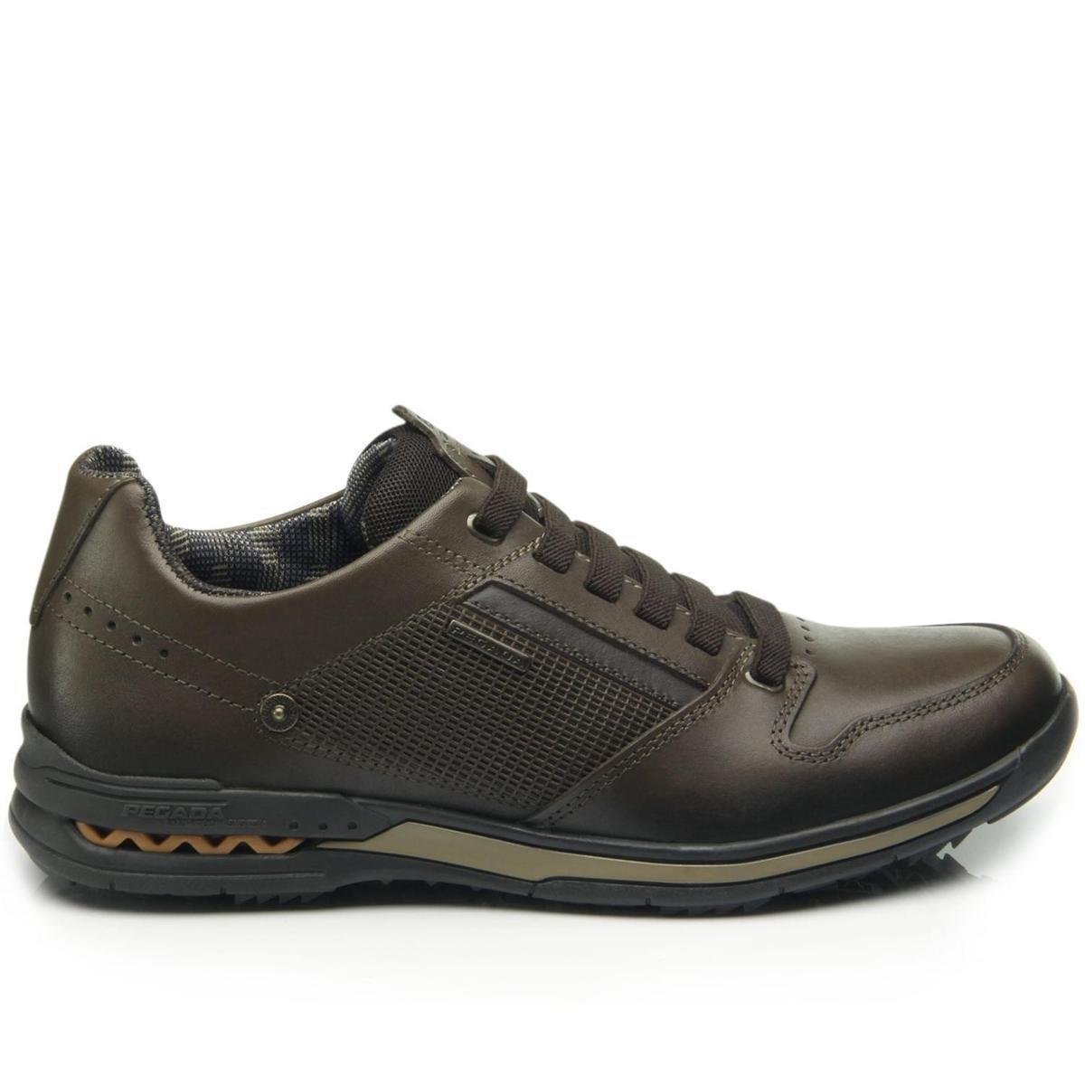 Sapatênis Pegada Masculino em Couro Cravo 114856-02 Menor preço em Sapatênis Pegada Masculino em Couro Cravo 114856-02