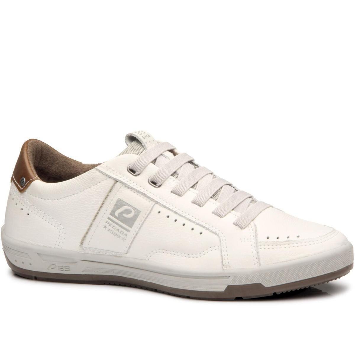 Sapatênis Pegada Masculino em Couro Milk 119401-01 - Branco | Netshoes
