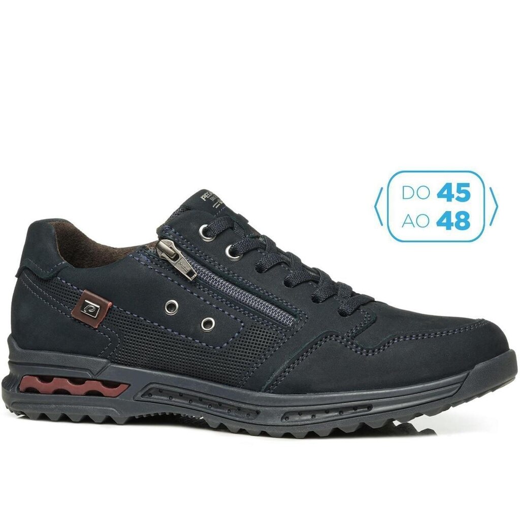 Sapatênis Pegada Masculino Plus Size em Couro Marinho 511801-06